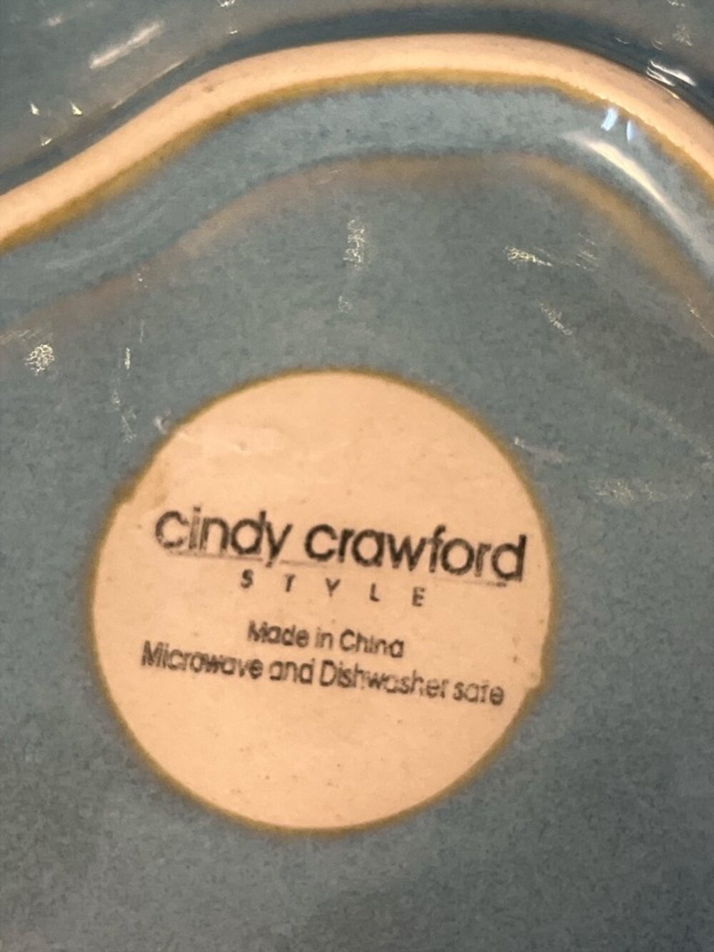Cindy Crawford Style Blue Ceramic Leaf Dish Trinket Tray Vanity Catchall 7.5x5.2 - Picture 2 of 4